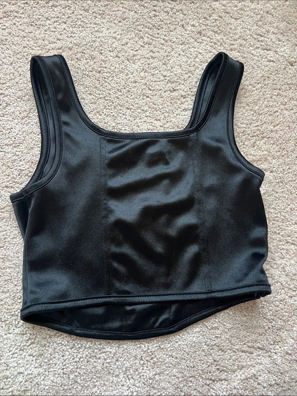 Katie J NYC Black Square-Neck Cropped Tank